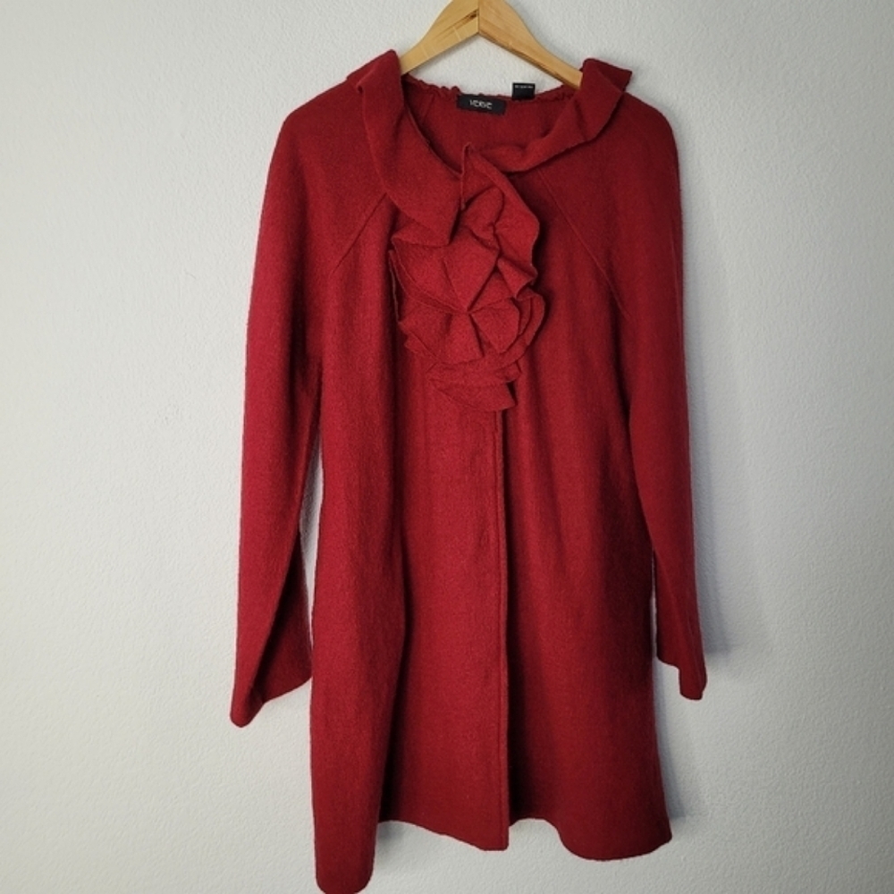 Verve red 100% wool cardigan sweater - Picture 10 of 10